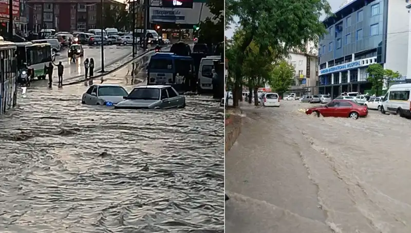 Ankara'daki Sağanak Yağış Sonrası Sokaklar Sular Altında Kaldı